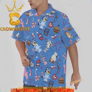 Bluey Chilli 4th Of July Pattern Blue Hawaiian Shirt