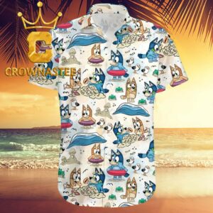 Bluey Chilli Ocean Waves Pattern Hawaiian Shirt
