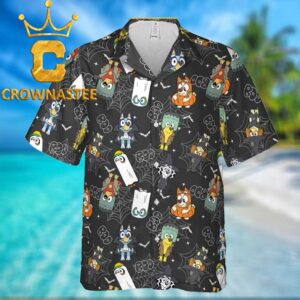Bluey Trick Or Treat Heeler Halloween Pattern Hawaiian Shirt
