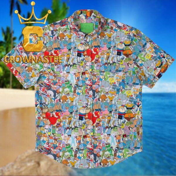 Spongebob All Character Welcome To Bikini Bottom Pattern Hawaiian Shirt