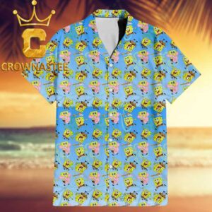 Spongebob Baby Sea Pattern Funny Blue Hawaiian Shirt