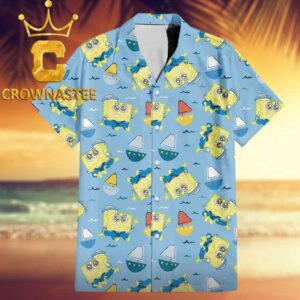 Spongebob Baby Sea Pattern Summer Vibes Blue Hawaiian Shirt