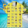 Spongebob Face Pattern Yellow Hawaiian Shirt