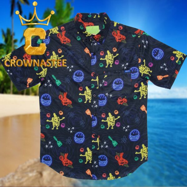 Spongebob Pretty Patties Neon Pattern Hawaiian Shirt