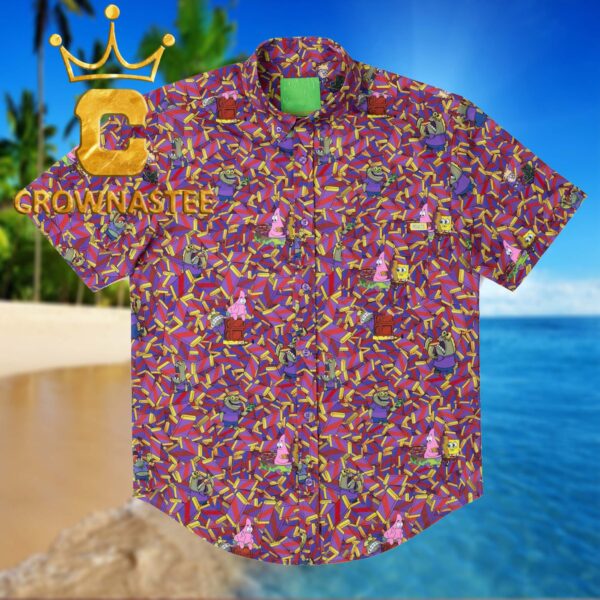 Spongebob Square Pants Administrator Flotsam Chocolate Patttern Hawaiian Shirt
