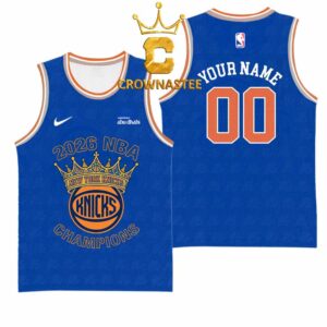 New York Knicks 2026 NBA Champions Ball Logo Crown Custom Name Number Basketball Jersey