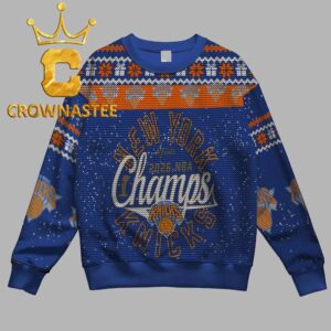 New York Knicks 2026 NBA Finals Champions Christmas Ugly Sweater