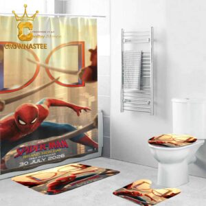 Spider Man Brand New Day Dolby Atmos 2026 Marvel Studio Bathroom Mat Set Shower Curtain