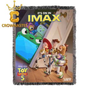 Toy Story 5 Movie 2026 Disney Pixar In Theaters June 19th Hooded Fleece Woven Blanket Tapestry