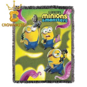 Illumination’s Minions And Monsters Movie 2026 Hooded Fleece Woven Blanket Tapestry