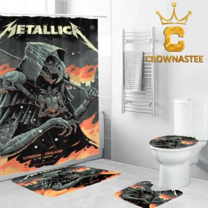 Metallica London Stadium 2026 England Night 2 July 5th M72 World Tour Bathroom Mat Set Shower Curtain