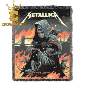 Metallica London Stadium England 2026 July 3rd Limited Pop Up Hooded Fleece Woven Blanket Tapestry