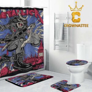 Metallica London Stadium England 2026 Limited Pop Up Bathroom Mat Set Shower Curtain