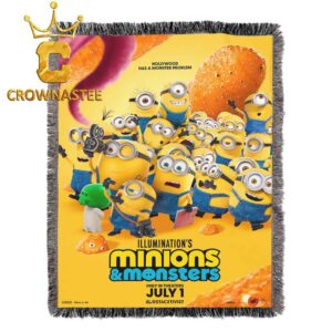 Minions And Monsters 2026 Hollywood Has A Monster Problem Hooded Fleece Woven Blanket Tapestry