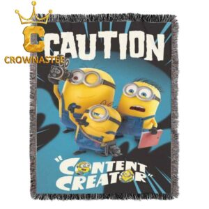 Minions And Monsters Movie 2026 Caution Content Creator Hooded Fleece Woven Blanket Tapestry