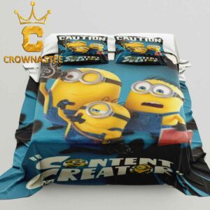 Minions And Monsters Movie 2026 Caution Content Creator Pillow Cover Bedding Set