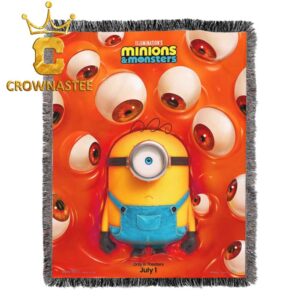 Minions And Monsters Movie 2026 July 1 Hooded Fleece Woven Blanket Tapestry