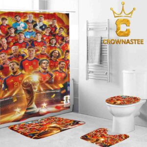Spain 2026 FIFA World Cup Champions Bathroom Mat Set Shower Curtain