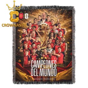 Spain 2026 FIFA World Cup Champions Campeones Del Mundo Hooded Fleece Woven Blanket Tapestry