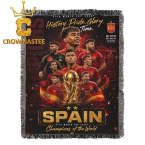 Spain 2026 FIFA World Cup Final Champions History Pride Glory Time Hooded Fleece Woven Blanket Tapestry