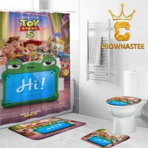 Toy Story 5 Disney Movie 2026 Hi Let’s Play Bathroom Mat Set Shower Curtain