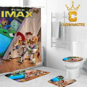 Toy Story 5 Movie 2026 Disney Pixar In Theaters June 19th Bathroom Mat Set Shower Curtain