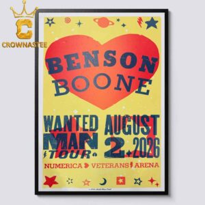 Benson Boone Numerica Veterans Arena 2026 Spokane WA August 2nd Home Decor Poster Canvas