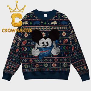 Buffalo Bills Mickey Mouse Middle Finger NFL Football Christmas Gift Ugly Sweater