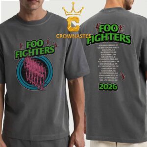 Foo Fighters Retro Skeleton 2026 Tour Dates Two Sided T-Shirt