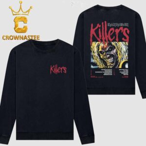 Iron Maiden Killers 45 Tracklist Vintage Two Sided Sweatshirt Lonng Sleeve