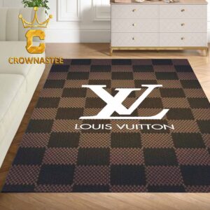 Louis Vuitton Big Logo Checker Pattern Luxury Home Decor Area Rug Carpet Doormat