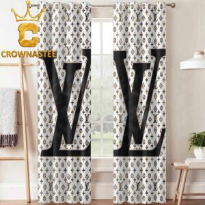 Louis Vuitton Big Logo Luxury Monogram Black White Home Decor Window Curtain