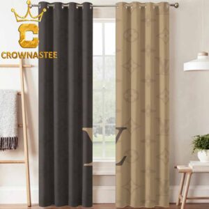 Louis Vuitton Big Logo Luxury Monogram Black rown Pattern Home Decor Window Curtain