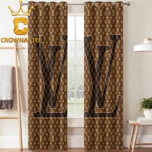 Louis Vuitton Big Logo Luxury Monogram Brown Home Decor Window Curtain