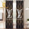 Louis Vuitton Big Logo Luxury Monogram Navy White Pattern Home Decor Window Curtain