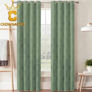 Louis Vuitton Big Logo Luxury Monogram Matcha Pattern Home Decor Window Curtain