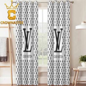Louis Vuitton Big Logo Luxury Monogram White Home Decor Window Curtain