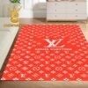 Louis Vuitton Big Logo Pattern Monogram Black White Luxury Home Decor Area Rug Carpet Doormat