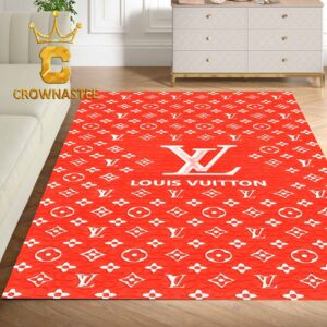 Louis Vuitton Big Logo Red White Pattern Monogram Luxury Home Decor Area Rug Carpet Doormat