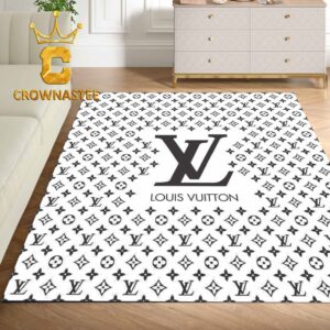 Louis Vuitton Biig Logo Black White Pattern Monogram Luxury Home Decor Area Rug Carpet Doormat