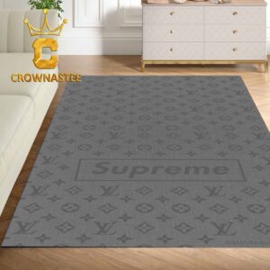 Louis Vuitton Grey Pattern Monogram Luxury Home Decor Area Rug Carpet Doormat
