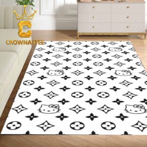 Louis Vuitton Hello Kitty White Pattern Monogram Luxury Home Decor Area Rug Carpet Doormat