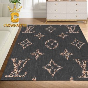 Louis Vuitton Leopard Pattern Monogram Grey Luxury Home Decor Area Rug Carpet Doormat