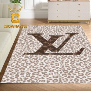 Louis Vuitton Leopard Pattern Monogram White Brown Luxury Home Decor Area Rug Carpet Doormat