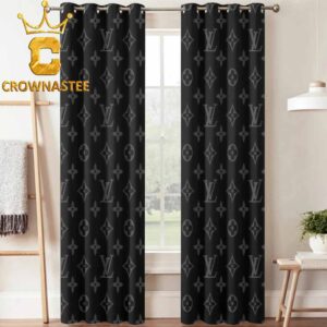 Louis Vuitton Monogram Black Grey Pattern Luxury Home Decor Window Curtain
