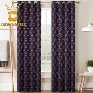 Louis Vuitton Monogram Black Pink Pattern Luxury Home Decor Window Curtain