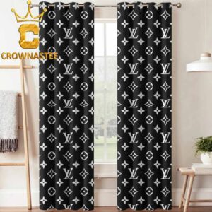 Louis Vuitton Monogram Black White Luxury Pattern Home Decor Window Curtain