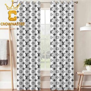 Louis Vuitton Monogram Black White Pattern Luxury Home Decor Window Curtain