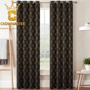 Louis Vuitton Monogram Black White Pattern Signature Luxury Home Decor Window Curtain