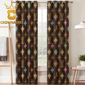 Louis Vuitton Monogram Brown Pattern Luxury Home Decor Window Curtain